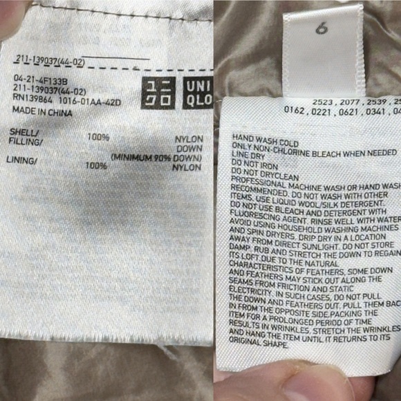 Uniqlo Waterproof Ultralight Feather Down Hooded Puffer Jacket 139037 Quilt XS - Picture 16 of 16